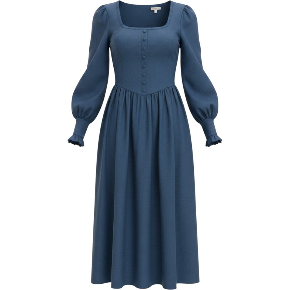 NWT Scarlet Darkness Sophie's Renaissance Medieval Square Neck Maxi Dress Blue M